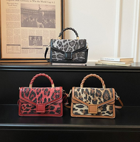 Sacs à main carrés pour femmes de haute qualité à imprimé léopard avec poignée torsadée, sacs à main vintage pour femmes, sacs à main à paillettes pour femmes