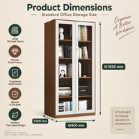 Armoire de classement en acier moderne avec portes vitrées, grande capacité, durable, pour l'école, le supermarché, l'entrepôt, le sous-sol, la salle à manger