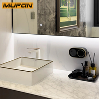 Meuble sous-vasque de salle de bain moderne en contreplaqué, étanche, lavabo double de luxe, armoire de salle de bain en PVC avec miroir