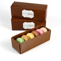 Boîte d'emballage de macaron blanc à impression personnalisée fenêtre transparente glisser sur boîte à bonbons blanche pour pâtisserie