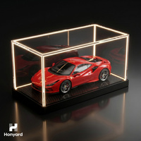 Caja de Exhibición Acrílica con Luz LED Extraíble para Modelos de Autos a Escala 1:18 1:24, Transparente, a Prueba de Polvo, Base Negra Personalizada, Venta al Por Mayor