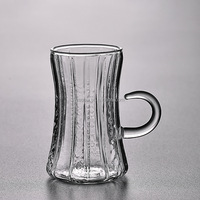 Ensemble de tasses à café turc avec soucoupe, verres à thé en verre borosilicate, verres à boire de style européen pour le thé de l'après-midi de qualité supérieure