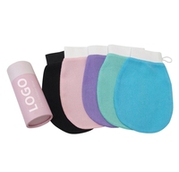 Bajo MOQ Personalizar Logo Viscosa Natural Coreano Dead Skin Scrubber Body Skin Exfoliating Guantes Kess Mitts