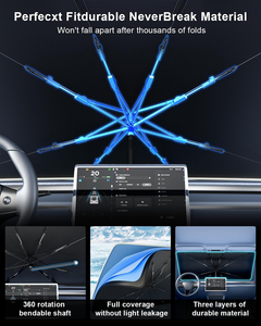 แผ่นบังแดดรถยนต์แบบพับได้ ทำจากโพลีเอสเตอร์ พร้อมเคลือบไวนิลหนา 5 ชั้น ป้องกันความร้อนและรังสียูวี - Product Image 3