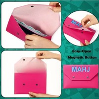 Sac de Mahjong en Cuir Synthétique Bleu Clair avec Clips Magnétiques pour Tuiles, Housses de Protection Imperméables, Accessoires de Loisirs pour Table de Jeu