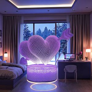 Heart 3D Night <strong>Light</strong> Crack Base Illusion Lamp Custom Room Decorative USB Touch Control LED <strong>Table</strong> Lamp Home Kids Gift Wholesale - Product Image 3