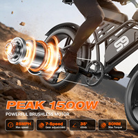 Moto électrique rétro tout-terrain 20 pouces 48V 1500W à moteur haute puissance, prête à être expédiée, directement de l'usine, pour le marché international
