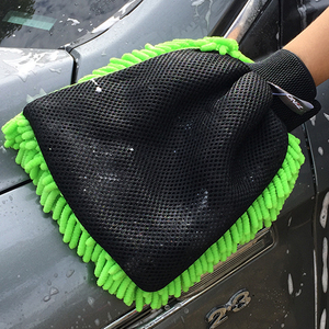 Một bên cheinlle Một Bên lưới xe làm sạch rửa <span class=keywords><strong>Mitt</strong></span> sợi nhỏ màu xanh lá cây cheinelle rửa xe <span class=keywords><strong>MITT</strong></span> - Product Image 1