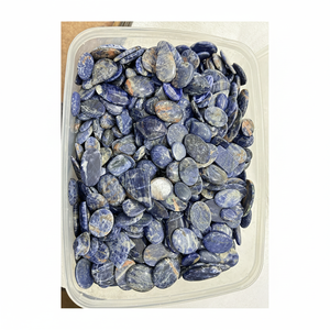 พลอยควอตซ์ทรงวงรีทรงหลวมทำจากแร่โซดาไลต์ธรรมชาติปรับรูปร่างได้ตามต้องการ - Product Image 1