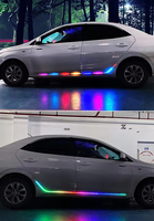 Bande lumineuse LED RGB 5V 12V 120cm 150cm pour marchepied de portière de voiture, avec télécommande via application, éclairage d'ambiance décoratif automobile