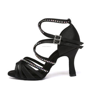 Zapatos de baile latinoamericanos de rendimiento profesional Diseño negro versátil para Cha-Cha <span class=keywords><strong>Rumba</strong></span> Samba-Estándar nacional - Product Image 1
