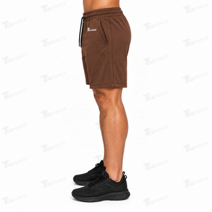 <b>Men's</b> <b>Brown</b> Bermuda <b>Shorts</b> Quick Dry Drawstring Waist Casual Solid Color Front Logo Pockets Knitted Sweat <b>Shorts</b> for <b>men</b> - Product Image 3