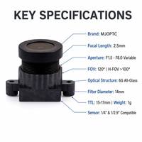 Objectif de caméra embarquée 3,6 mm, objectif CCTV, objectif de drone 1/2,7'' et objectif de robot intelligent, fabricants chinois d'objectifs MJOPTC