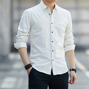 Camisa personalizada de alta calidad para hombre, casual Camisa cómoda con cuello vuelto, hombro caído, 100% algodón, color blanco múltiple - Product Image 5