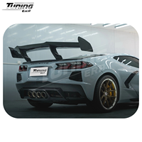 Nouveau kit de conversion style ZR1 en fibre de carbone sèche pour Corvette C8 2019+ : Lame avant, diffuseur arrière, jupes latérales, spoiler, canards