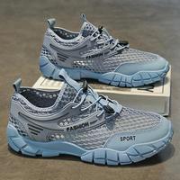Chaussures de sport décontractées en cuir tendance pour hommes, avec doublure en maille respirante, à lacets, pour la marche et le fitness