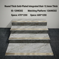 Dalles de marche d'escalier modernes aspect pierre de qualité supérieure 1200x470mm avec bords arrondis pour intérieurs élégants de villas, appartements et centres commerciaux