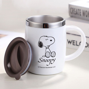 Mug à café Snoopys en acier inoxydable 304 avec couvercle en silicone, tasse à eau isolée anti-brûlure pour le bureau et la maison - Product Image 1