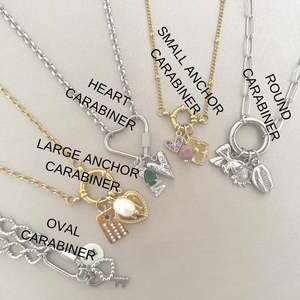 18K PVD Gold Stainless Steel <b>Necklaces</b> with Heart Oval Round Anchor Carabiner Clasps | DIY Charm Holder Chains for Jewelry - Product Image 2