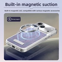 Coque de téléphone magnétique scintillante électroplaquée anti-chute pour iPhone 17 Pro Max, transforme instantanément une grande fenêtre en motif rayures tendance