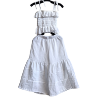 Ensemble de vêtements pour filles, deux pièces, ensemble de vêtements pour enfants, ensemble en crêpe Jenner pour filles, costume d'été, vêtements avec bretelles et pantalon évasé