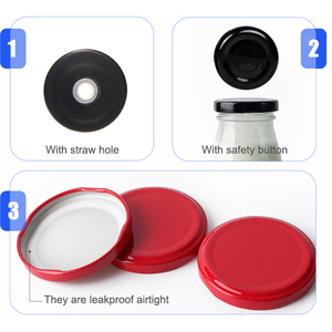 Tappi in Latta Neri e Rossi da 63mm, 80mm, 82mm, 100mm per Bottiglie di Vetro e Barattoli di Salsa - Ingrosso Fabbrica - Product Image 5