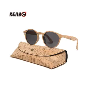 Gafas de sol polarizadas de grano de bambú de madera redonda de alta calidad Kenbo con estuche gafas de sol de madera con logotipo personalizado