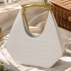 Sac à bandoulière pour femme en cuir PU gaufré crocodile personnalisable, nouveau sac à main de luxe avec poignée en métal doré, logo personnalisé OEM - Product Image 2