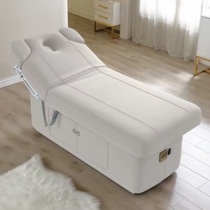 Modern Luxury Factory Wholesale 4 Motors Luxury Upholstered Electric Beauty Bed Heated Facial Treatment <b>Table</b> Spa Massage Couch - Product Image 6