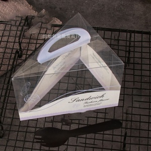 New Design Triangle Shape Transparent PET Foldable Takeaway Cake <b>Boxes</b> Grease Resistant - Product Image 5