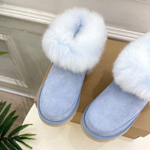 Bottes d'hiver de luxe pour femmes en peau de mouton, avec garniture en fourrure, chaudes et faciles à enfiler, chaussures de neige - Product Image 5