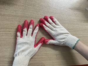 Guantes de Seguridad de Punto con Recubrimiento de Látex de Algodón Reutilizables, Antideslizantes y Resistentes a Cortes, Recubiertos de Goma Vietnamita, Calibre 10, Protección para Jardinería - Product Image 6