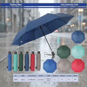 Feeling Rain Three-Fold Fully-Automatic 21-Inch <b>Windproof</b> Pongee Minimalist Sun Rain Protection <b>Umbrella</b> for Adults-Travel Use - Product Image 3
