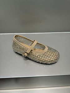 <span class=keywords><strong>Zapatos</strong></span> Planos Mary Jane de <span class=keywords><strong>Mujer</strong></span> con Pedrería, Malla Calada, Piel Genuina, Correa Ajustable con Hebilla, Forro de Piel de Cerdo y Tacón Bajo, OEM ODM - Product Image 2