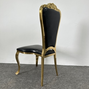 Chaises empilables élégantes à dossier haut capitonné avec <span class=keywords><strong>strass</strong></span>, coussin en PU <span class=keywords><strong>noir</strong></span>, pour hôtel, banquet, réception - Product Image 4