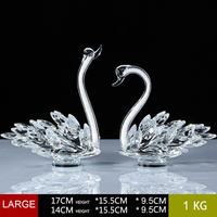 Élégante statue de couple de cygnes en cristal transparent pour salon, presse-papiers en cristal gravé fait main, objet de collection