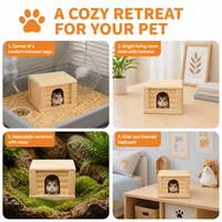 Villa en bois naturel pour hamster, maisonnette durable pour petits animaux, abri décoratif pour cage de hamster - Vente en gros