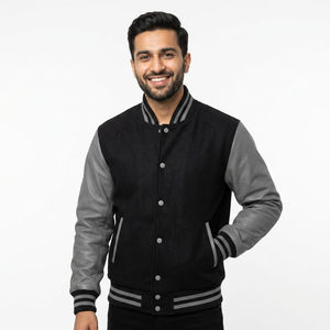 Chaqueta de invierno de alta calidad para hombre, chaqueta de béisbol universitaria bordada personalizada impermeable de cuero para hombre - Product Image 1