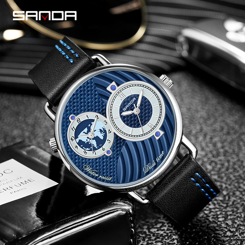SANDA P1072, nuevo diseño, reloj de cuarzo para hombre, banda de malla  perfecta, resistente al agua, esferas, reloj de pulsera deportivo  minimalista