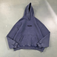 YKH 370GSM logotipo personalizado lavado ácido desgastado de gran tamaño de alta calidad Boxy sudaderas con capucha peso pesado Fleece Vintage Sudadera con capucha para hombre