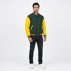 2025 Top Selling Lettermen Varsity <b>Baseball</b> <b>Jackets</b> <b>Men</b> Polyester/Cotton Blend Knitted Durable Breathable Fabric Stand Collar - Product Image 1