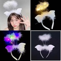 Halo d'ange lumineux pas cher, plume blanche moelleuse, halo LED, accessoires de bandeau pour costumes d'ange pour adultes et enfants