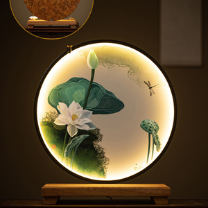 Estatua de Bodhisattva Guanyin de Cerámica Blanca Estilo Chino, Loto con Retroiluminación LED, Decoración Zen para Mesa de Hogar, Porta Incienso - Product Image 6
