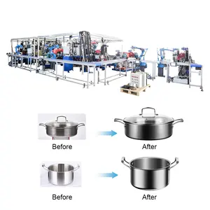 Hispeed Automatic S S Utensils Buffing Machines Big Size Cookware Inside And Outside Polishing Machine