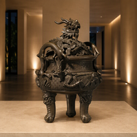 Brûle-encens antique en cuivre à motif de dragon, un objet décoratif antique de haute qualité pour la maison, raffiné et exquis.