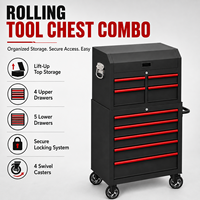 Coffre à outils métallique robuste Premium Guanpin, chariot mobile combiné avec poignée latérale et roues verrouillables, capacité 250 kg