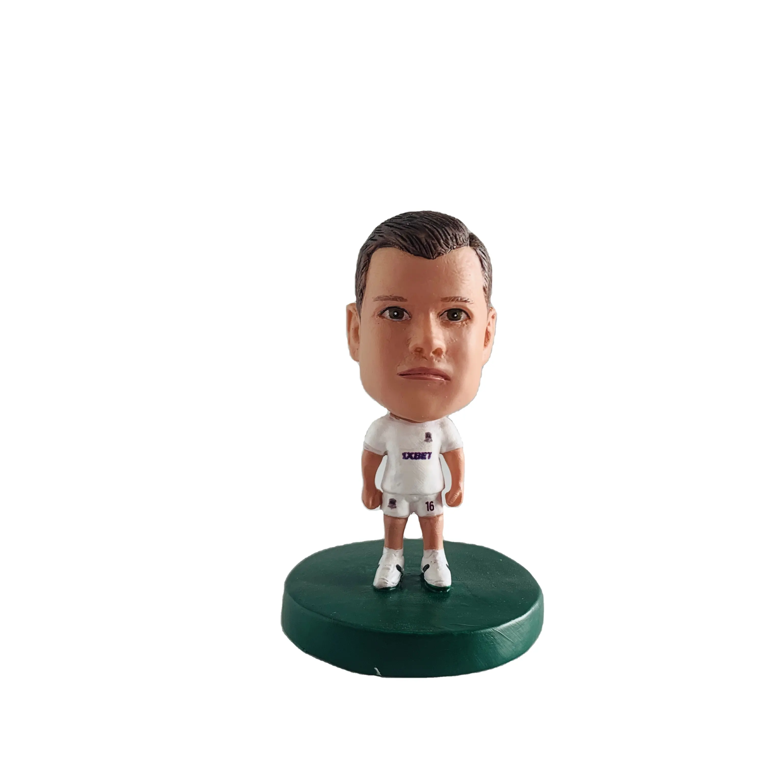 राल मिनी bobble सिर कस्टम मूर्तियों फुटबॉल खिलाड़ी bobble सिर bobblehead गुड़िया खिलौने स्मारिका bobble सिर 4 इंच