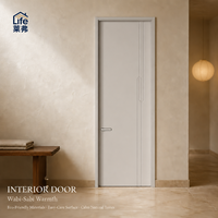 Pintu Kayu Kamar Tidur Ramah Lingkungan Desain Garis Sederhana Ukiran Minimalis Modern Kustom untuk Proyek Rumah Hotel