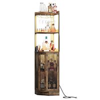 Meuble de bar d'angle minimaliste moderne SENYU avec prise électrique, porte-verres à vin et panneau LED pour petits espaces