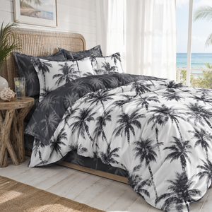 EU Dropshipping Reversible Coconut Tree Woven Bed <b>Linen</b> <b>Set</b> 3pcs Grey White Quilt Cover Polyester China Home & Hotel Use - Product Image 4